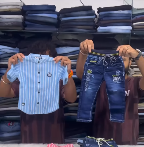 Blue Striped Shirt & Stylish Denim Jeans Kids’ Outfit Set