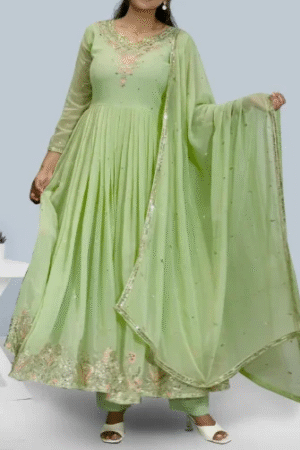 Graceful Pastel Green Anarkali Suit with Dupatta