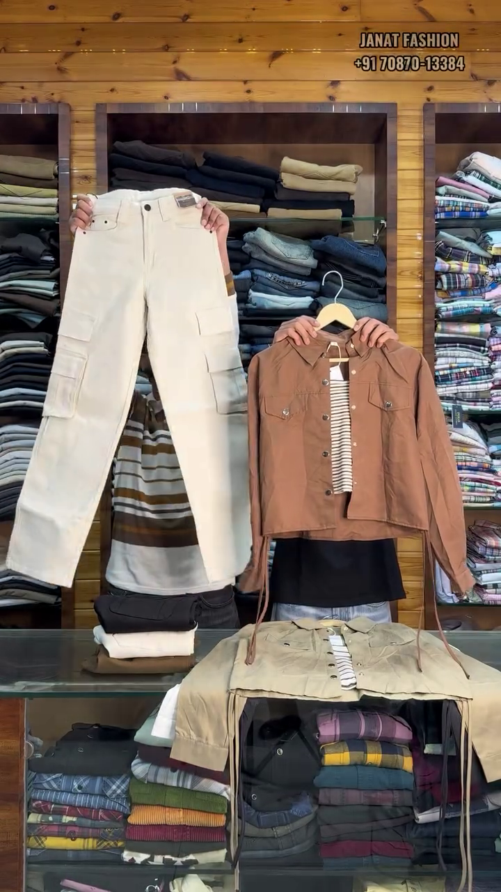 Trendy Cargo Pants & Casual Utility Jacket Combo