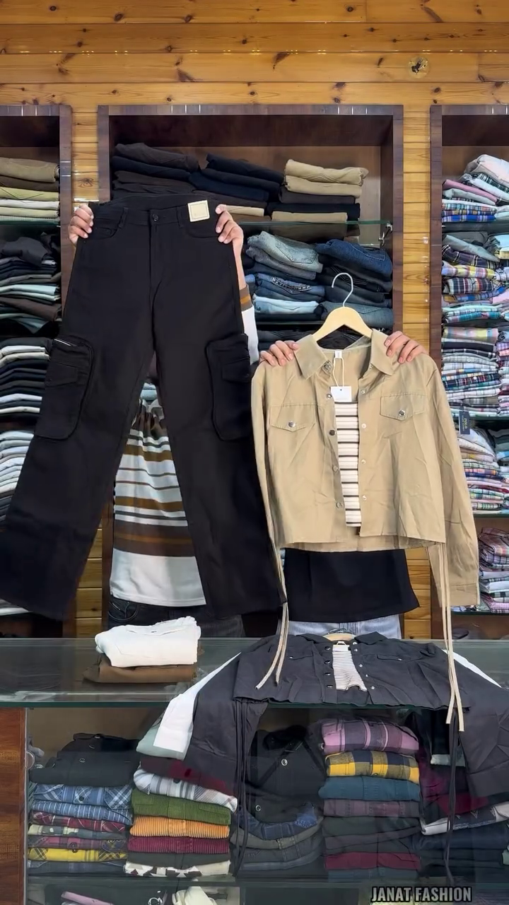 Trendy Cargo Pants & Casual Utility Jacket Combo - Image 2