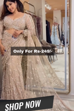 Elegant Champagne Net Embellished Lehenga Choli