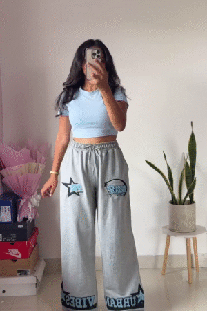 Women’s Grey Wide-Leg Jogger Pants