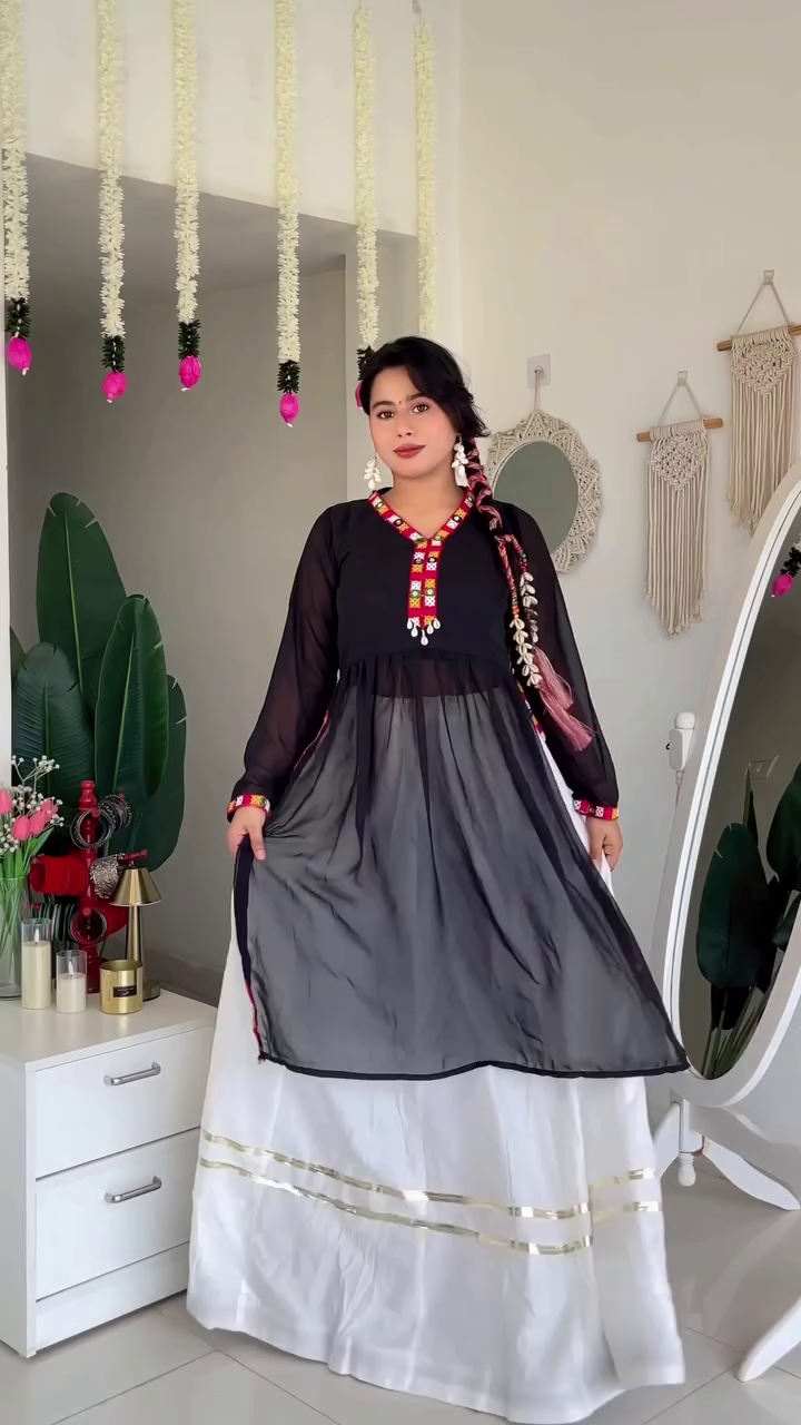 Red Embroidered Sleeveless Kurta with Sheer Panel – Women’s Indo-Western Ethnic Top - Image 2