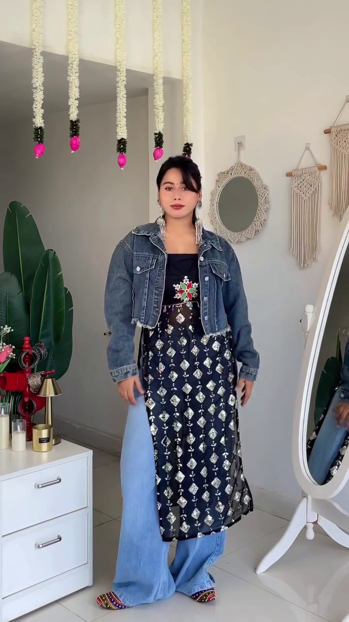 Red Embroidered Sleeveless Kurta with Sheer Panel – Women’s Indo-Western Ethnic Top - Image 5