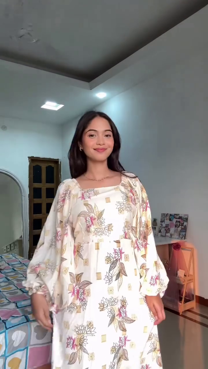 Olive Green V-Neck Gathered Waist Midi Dress with Long Sleeves - Image 3