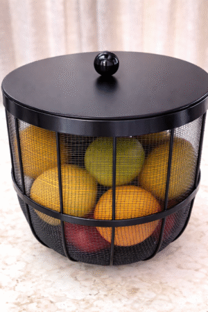 Rotating Fruit Basket with Lid | 360° Kitchen Counter Fruit & Vegetable Storage Organizer