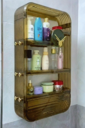 Wall-Mounted Bathroom Storage Cabinet with Transparent Door – Multi-Layer Organizer Shelf