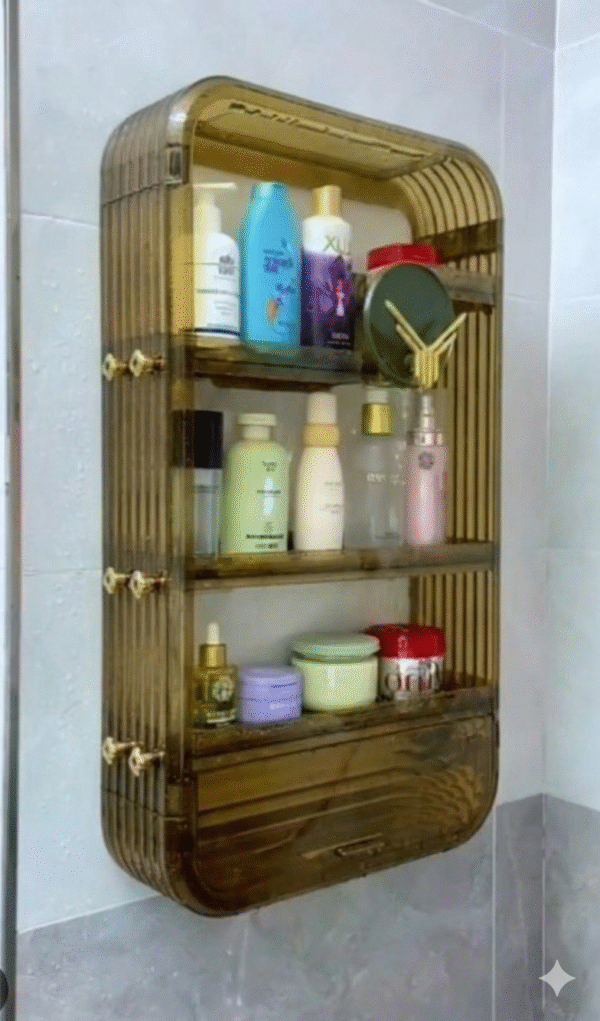 Wall-Mounted Bathroom Storage Cabinet with Transparent Door – Multi-Layer Organizer Shelf