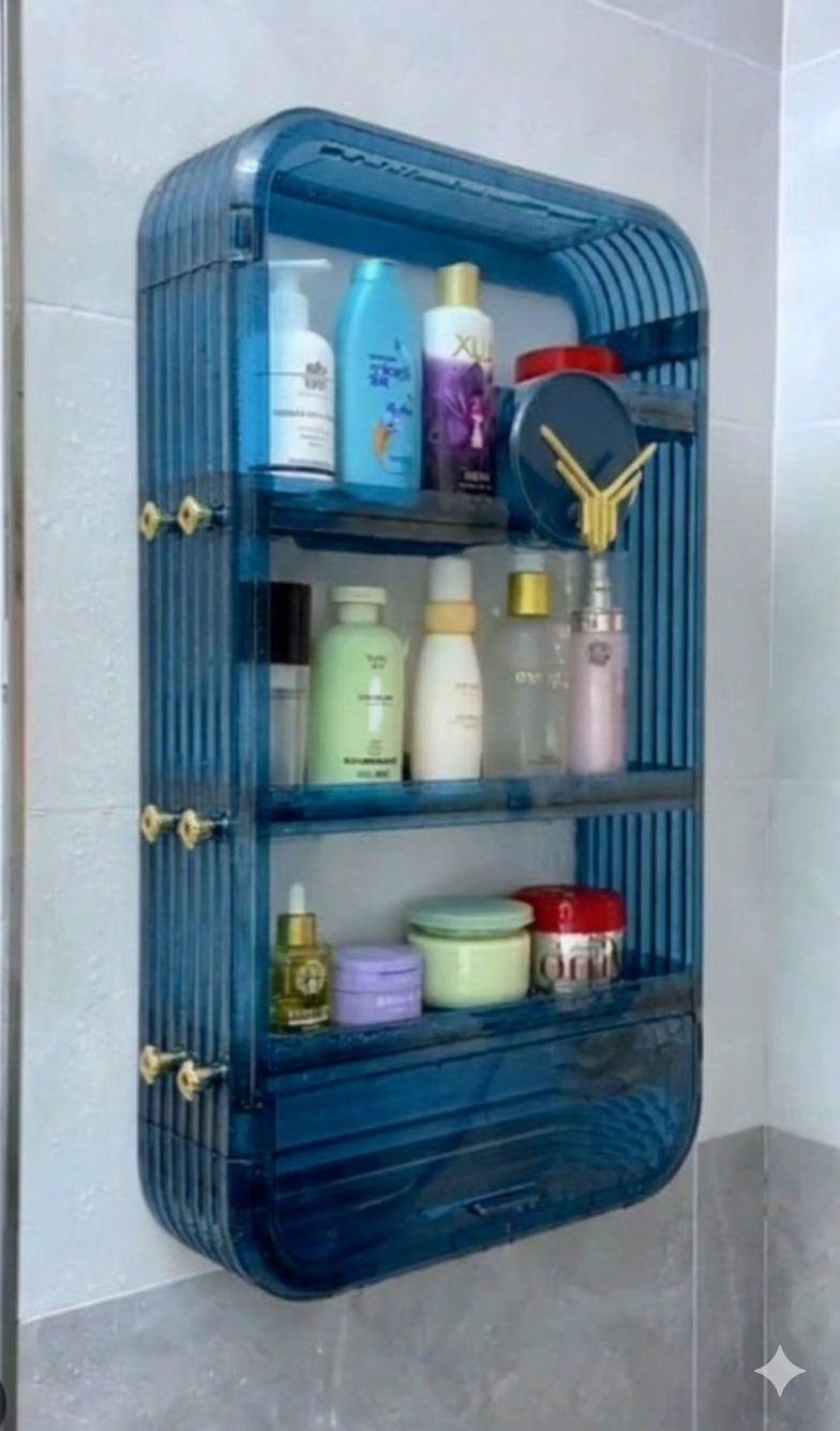 Wall-Mounted Bathroom Storage Cabinet with Transparent Door – Multi-Layer Organizer Shelf - Image 2