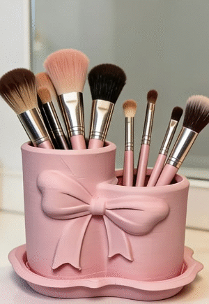 Cute Bow Makeup Brush Holder – Cosmetic Organizer Stand