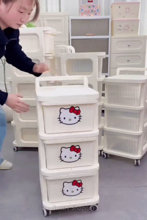 Cute Cartoon Storage Drawer Cabinet with Wheels – Kids Organizer Trolley for Home