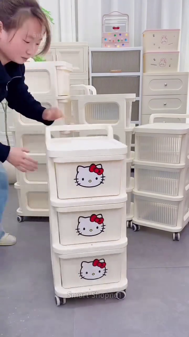 Cute Cartoon Storage Drawer Cabinet with Wheels – Kids Organizer Trolley for Home